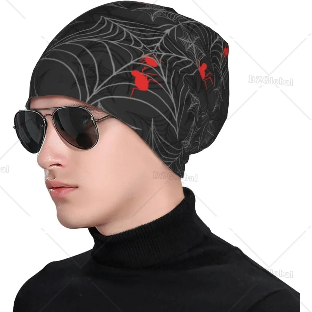 Gothic Halloween Spider Web Goth Red Black Funny Casual Scarf Bandana Loose Hat Stretch Headwear Beanie Hat for Running Climbing