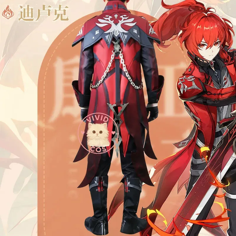 ABC123 رائجة البيع Genshin تأثير تأثيري حلي لعبة أنيمي Diluc لعب الأدوار الزي مجموعة كاملة للرجال TER3 ؛ F'6 ، C ؛ 7.Y