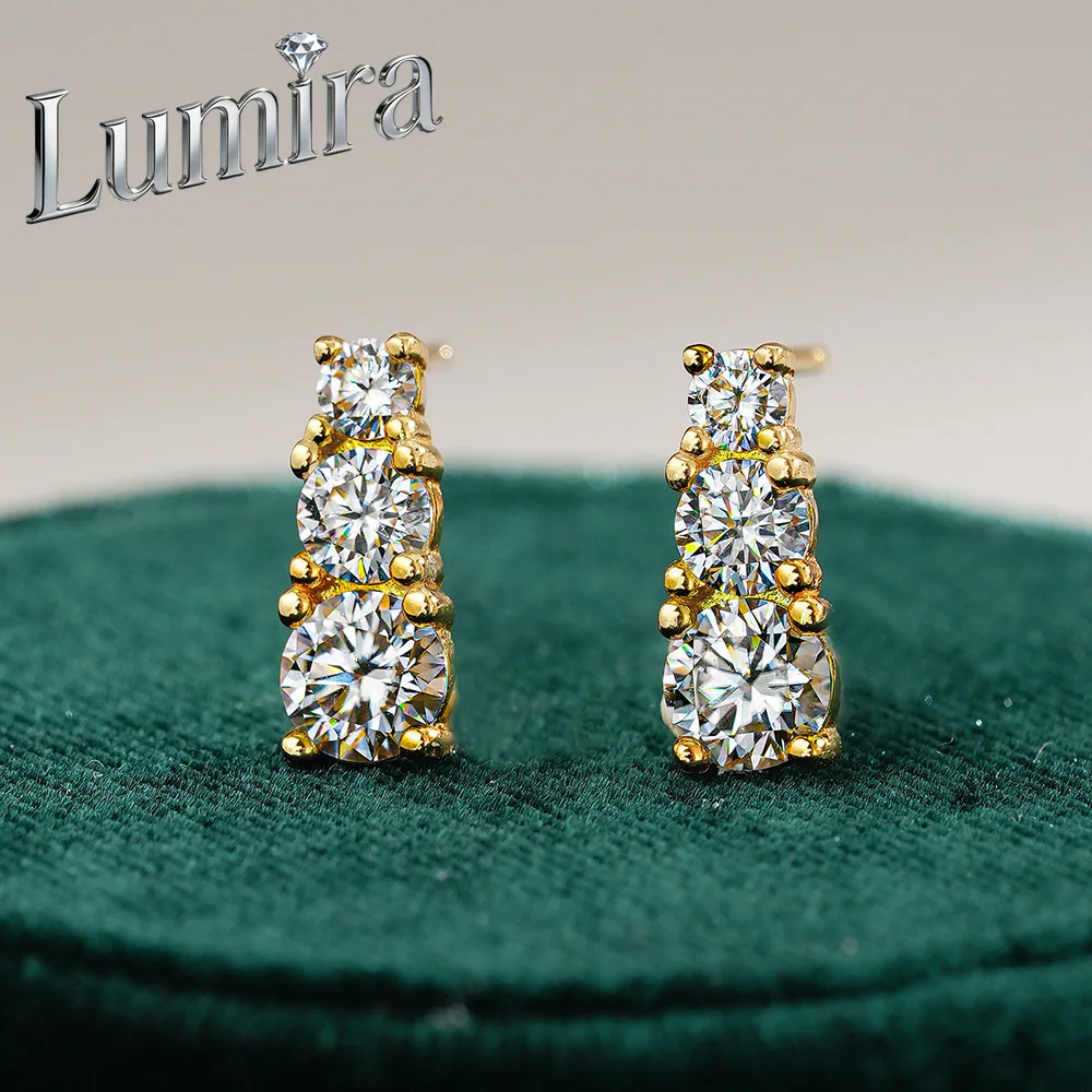 

Lumira Platinum PT950 18K Gold Moissanite 1.8 Carat Stud Earrings for Women Luxury Classic High-End Design Earrings