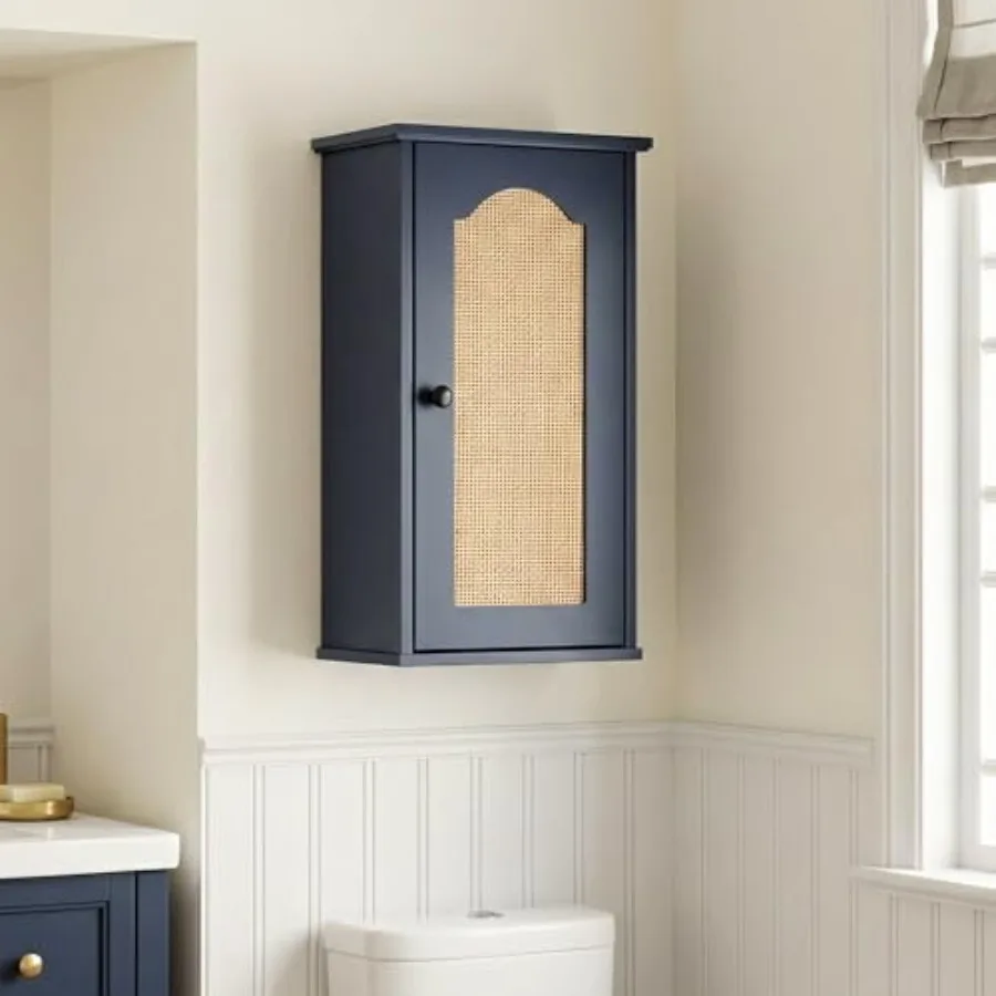 

Over The Toilet Storage Cabinet, Above Toilet Organizer with Rattan Door, Modern Finish, inch Space Saving Bathroom Medicine Ca