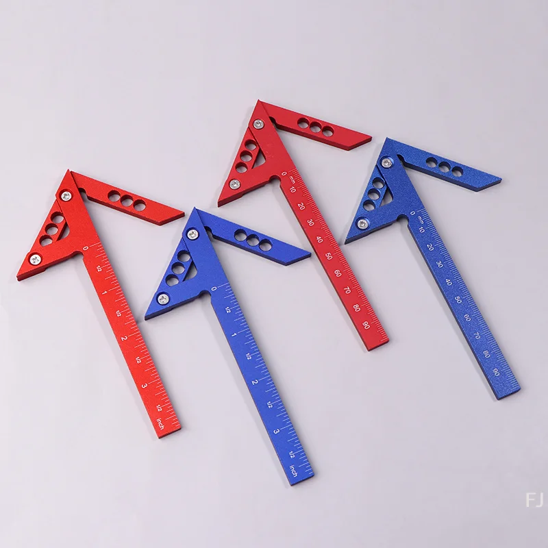 90 Degree Right Angle & 45 Degree Arrow Triangle Aluminum Alloy Ruler
