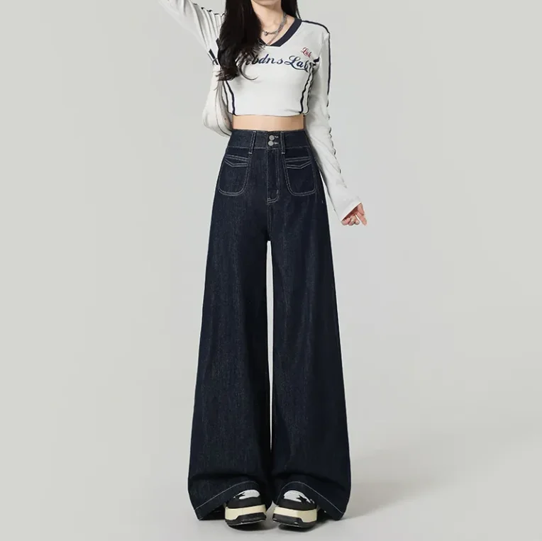 

Loose double button women's multifunctional wide leg pants