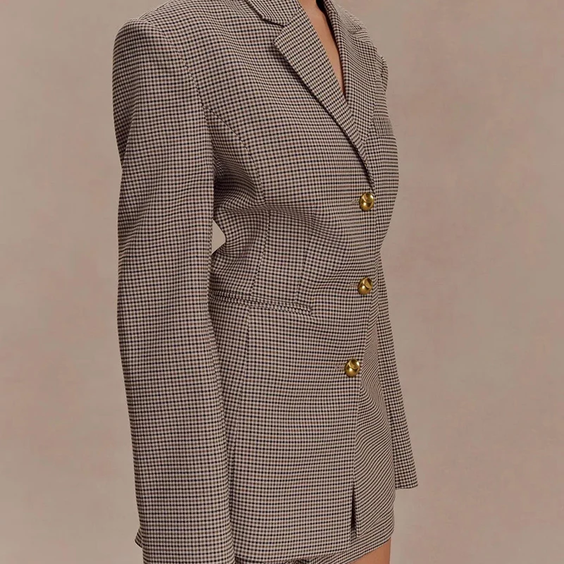 Ele Slim Fit geruite textuurpak Jaet voor dames lente 2025, nieuwe collectie Z-merk dames premium kwaliteit bovenkleding