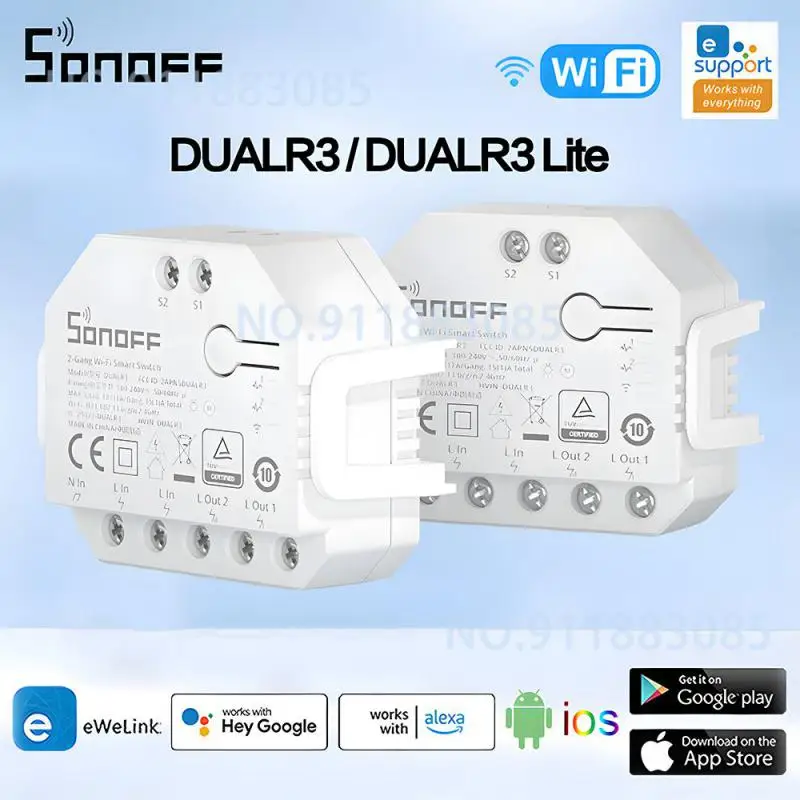 Sonoff dualr3/r3 lite diy mini smart switch 2 gang dual relais modul smart home leistungs messer über ewelink alexa google smart things