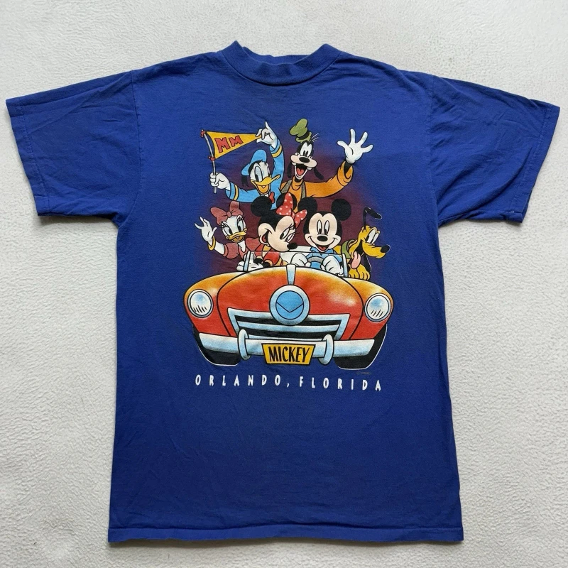 

Мужская футболка в стиле ретро с Микки Маусом «Дорожная поездка», новинка лета Y2K, мужская и женская очень большая уличная одежда для пар