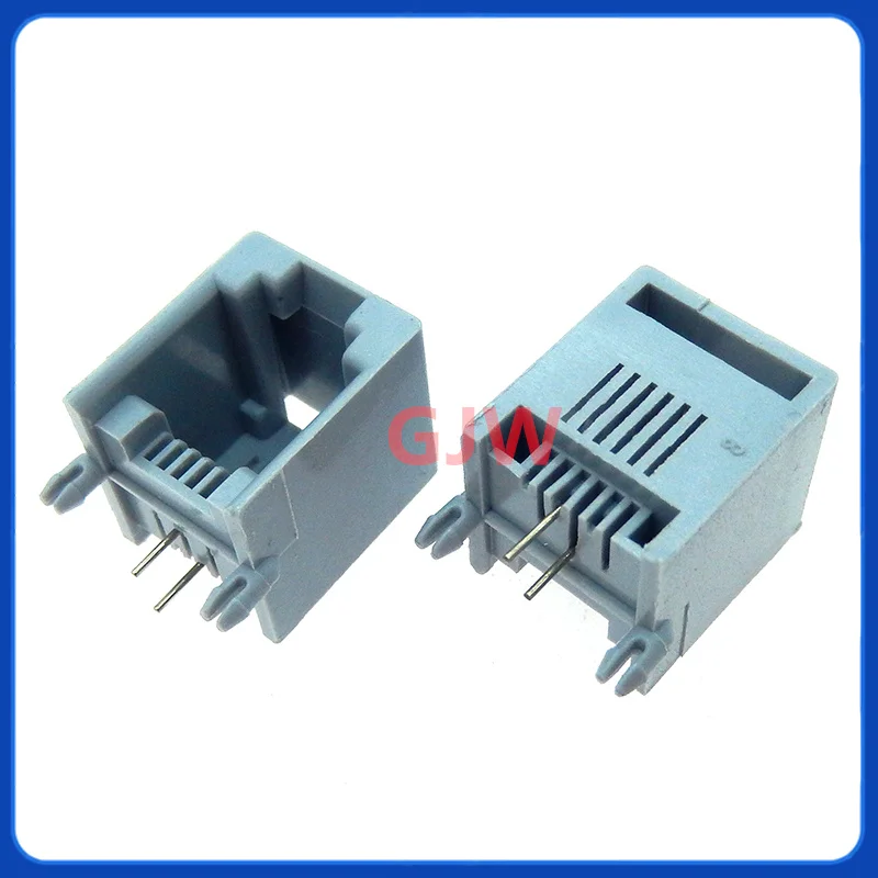 10PCS/Lot RJ12 socket telephone 90 degrees 2pin crystal female 6p2c socket RJ11 6P2