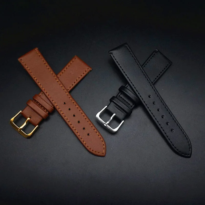 Black Brown Watch Strap with PU Leather Strap 12mm 14mm 16mm 18mm 20mm 22mm Suitable for Both Men and Women