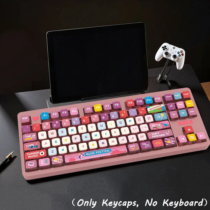 

Music Theme Keycaps for Mechanical Keyboards 125 Keys Keycap Set PBT Material Durable Keycaps Four Side Transparent Keycap