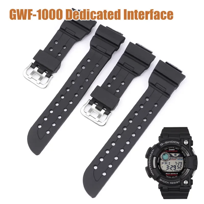 Strap for Casio G-SHOCK FROGMAN GWF-1000 5 Gen Black Rubber Watch Band Men Replacement Silicone Sport Waterproof Wrist Bracelet