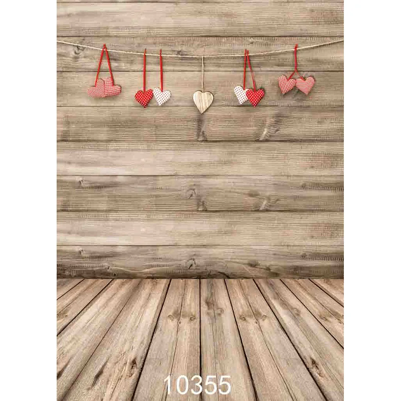 SHENGYONGBAO Art Fabric Valentine Day Photography Backdrops Prop Love Heart Rose Wooden Floor Photo Studio Background  QQ-01