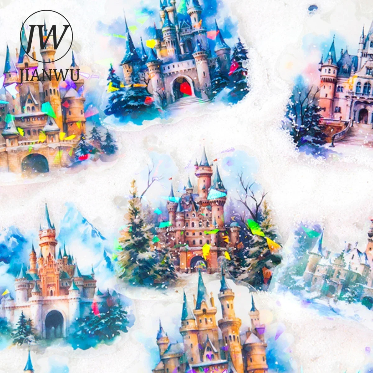 JIANWU A Winter Letter Series Vintage Plant Castle Snowflake Snowman Material Collage PET Sticker Creative Journal Stationery