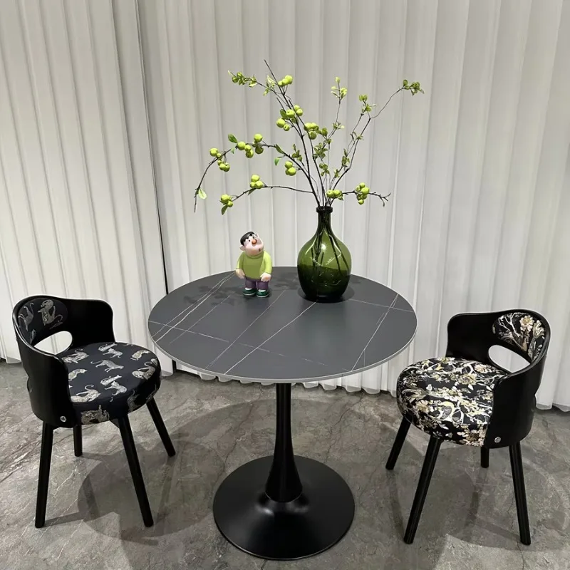 Vintage Dining Table Chair for Home, French Style Makeup Seat, Retro Solid Wood Vanity Stool, Swivel Writing Desk Bench