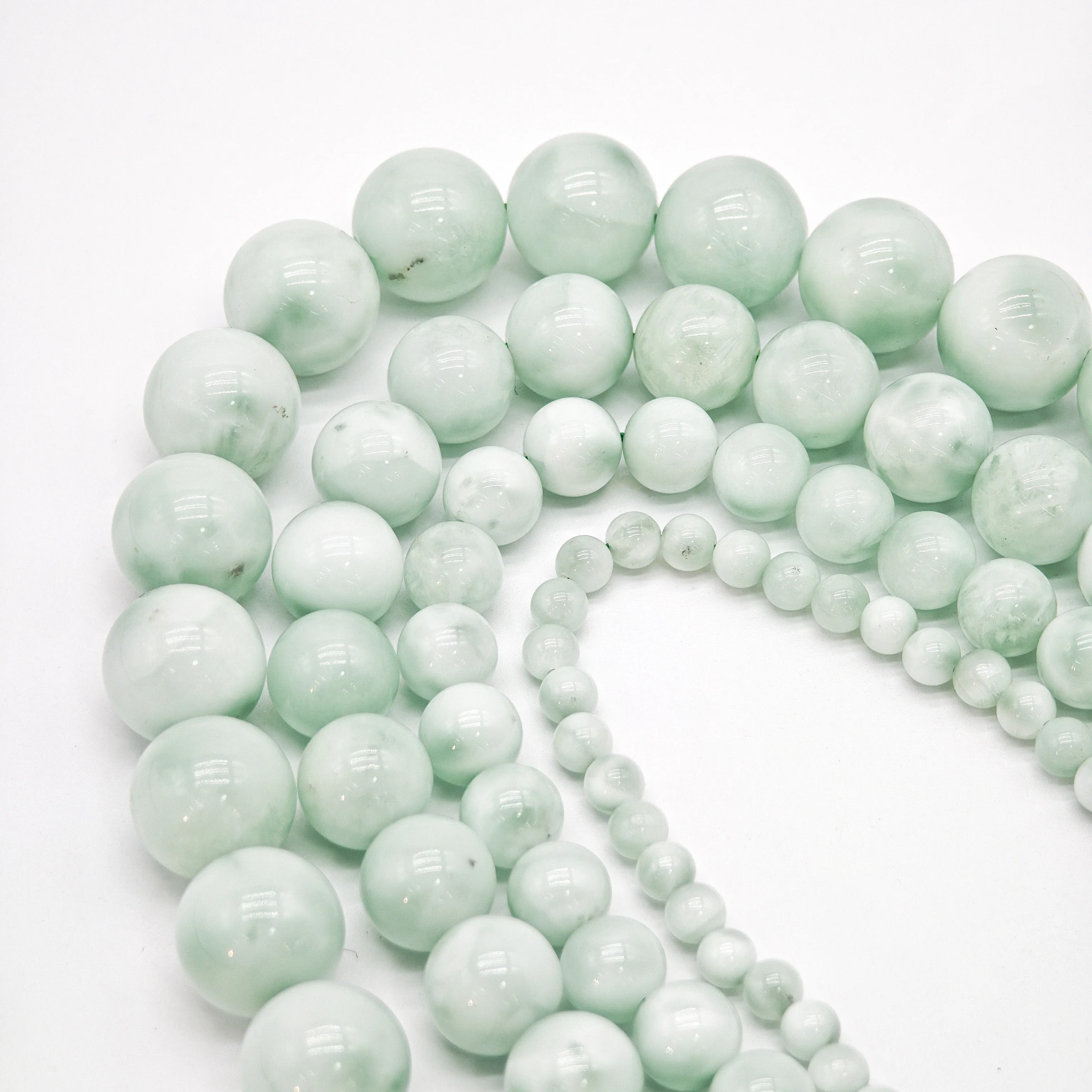 sized at 6/8/10/12/14mm,Top - notch Natural Stone (Green Angelite) Round Loose Beads,  ideal for jewelry accessory DIY projects.