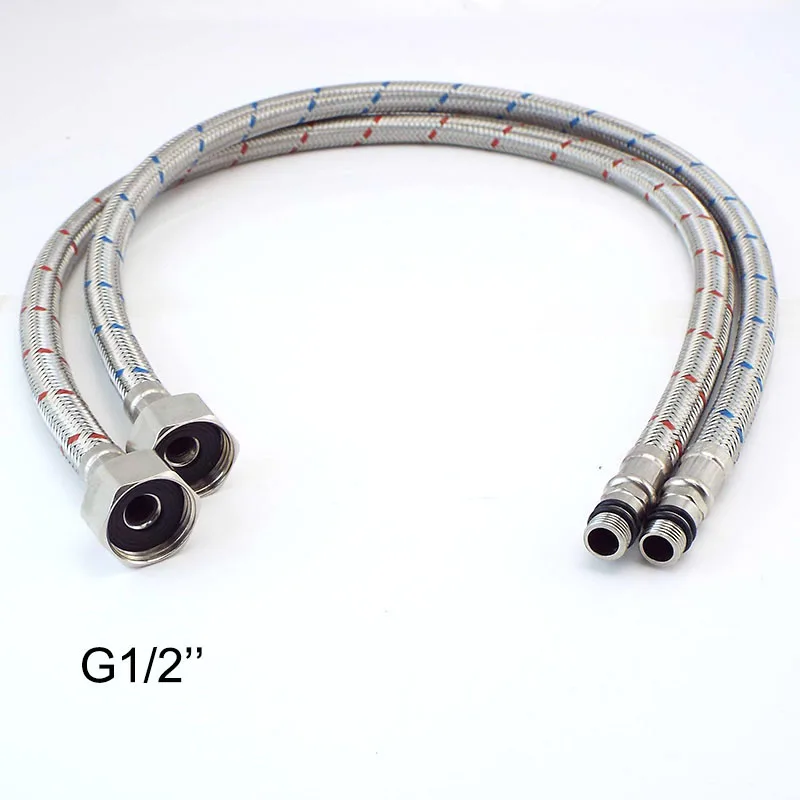 

G1/2 M10*1 304 Stainless Steel Braided MIX cold hot water Hose Kitchen bathroom Faucet tube flexible plumbing braided rubber q1