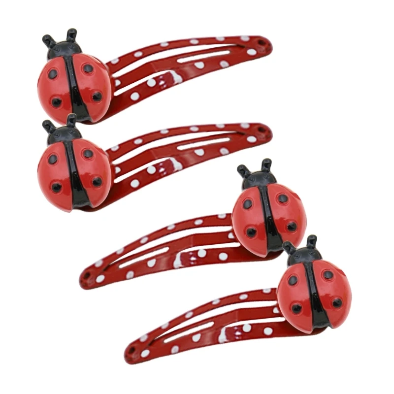 4PCS Ladybugs Hair Barrettes for Casual Formal Festival Hair Clip Women Girl Hair Styling Tool Nonslip Sidepin Headdress