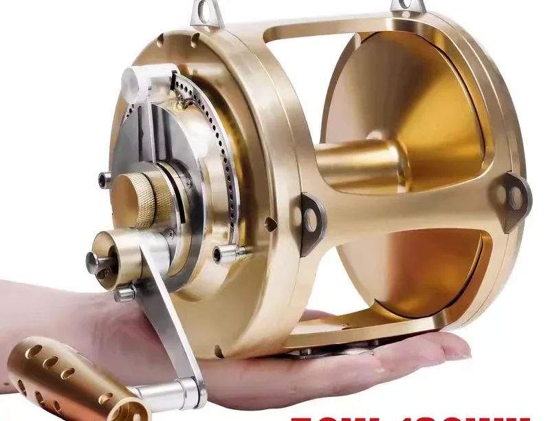 130W all-metal CNC drum wheel deep-sea iron plate wheel fishing giant gold oversized model wheel