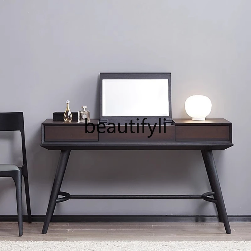 

Italian Style Modern Bedroom Solid Wood Makeup Table scandinavian Extremely Minimalist Small Apartment Dressing Table