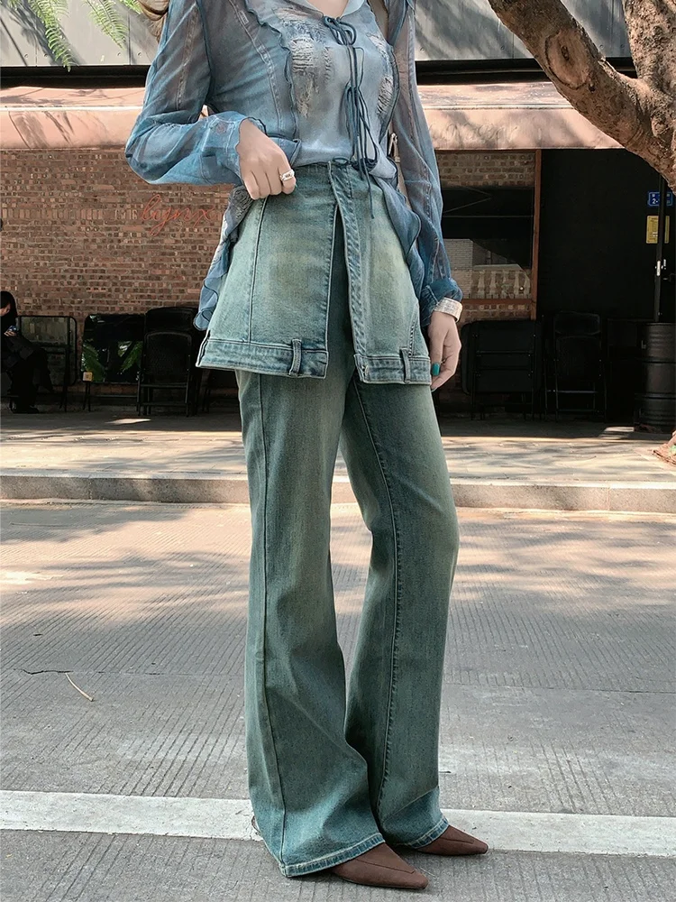 

Джинсы Meiyang из денима с высокой талией, расклешенные, со съемной накладкой на ягодицы, в стиле Spicy Girl, повседневные, глубоких и светлых оттенков.