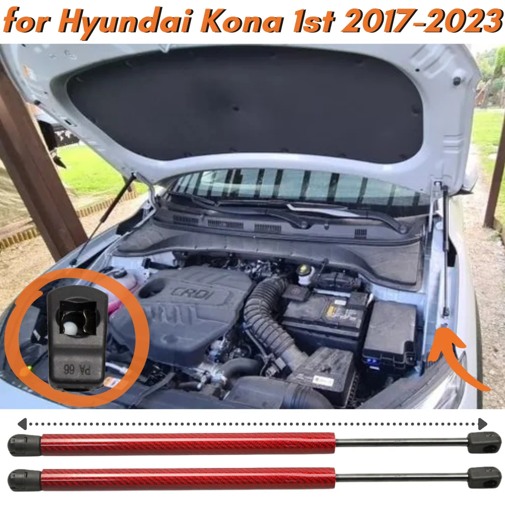 

Qty(2) Hood Struts for Hyundai Kona Encino Kauai 2017-2023 Front Bonnet Gas Springs Shock Absorbers Lift Supports Strut Bars