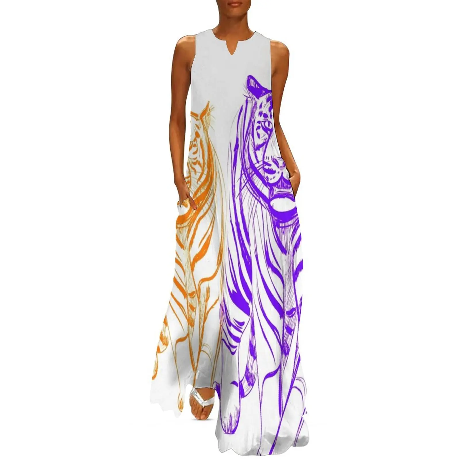 

Tigers Purple and Orange Long Dress womens dress dress women summer dresses with long sleeves