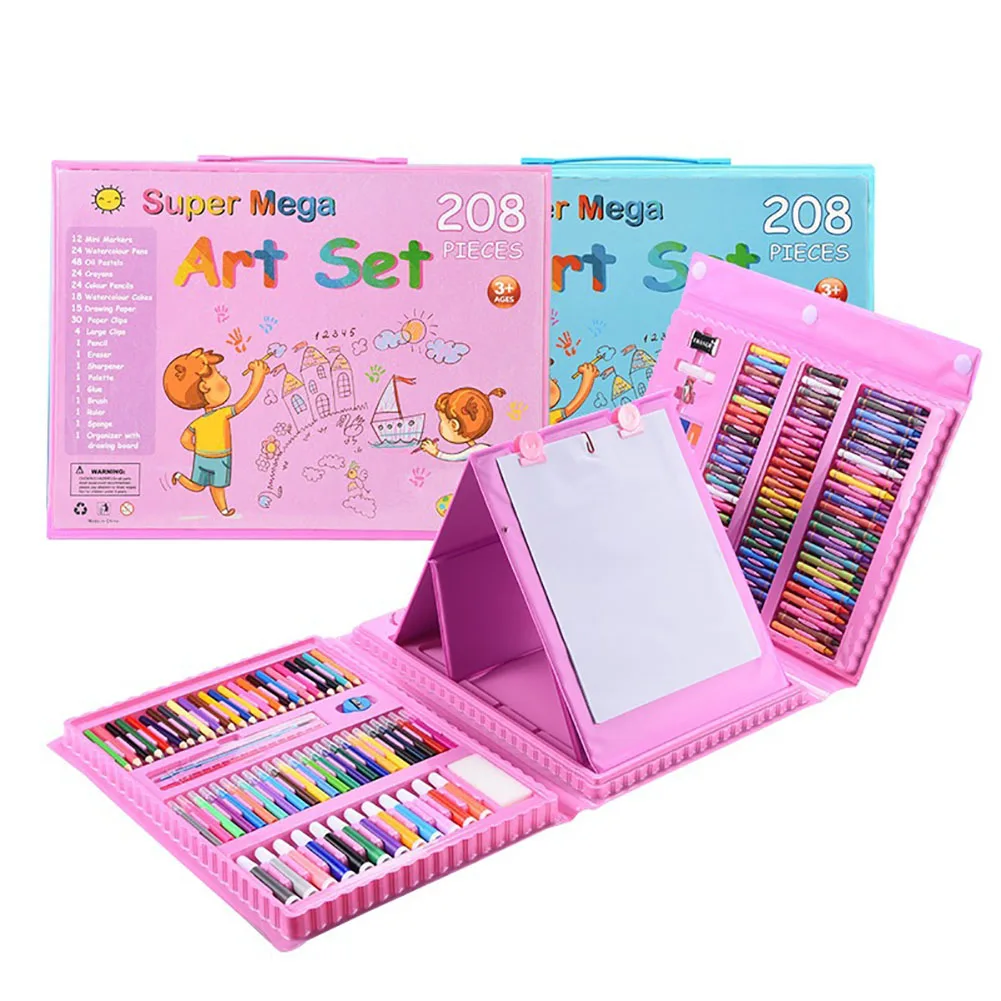 Kids Drawing Kit With Integrated Easel 208 Pieces Watercolor Pen Set For Coloring Painting Drawing DIY Projects Dropship