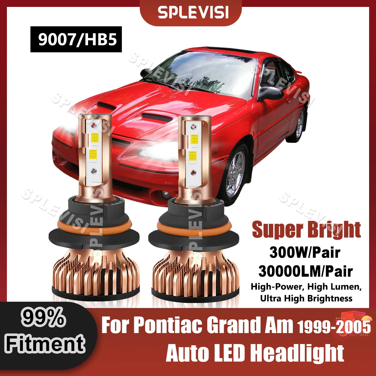 

All-In-One 9007/HB5 LED Headlight Bulbs 6000K Super Brighter 9v-24v For PONTIAC Grand Am 1999 2000 2001 2002 2003 2004 2005