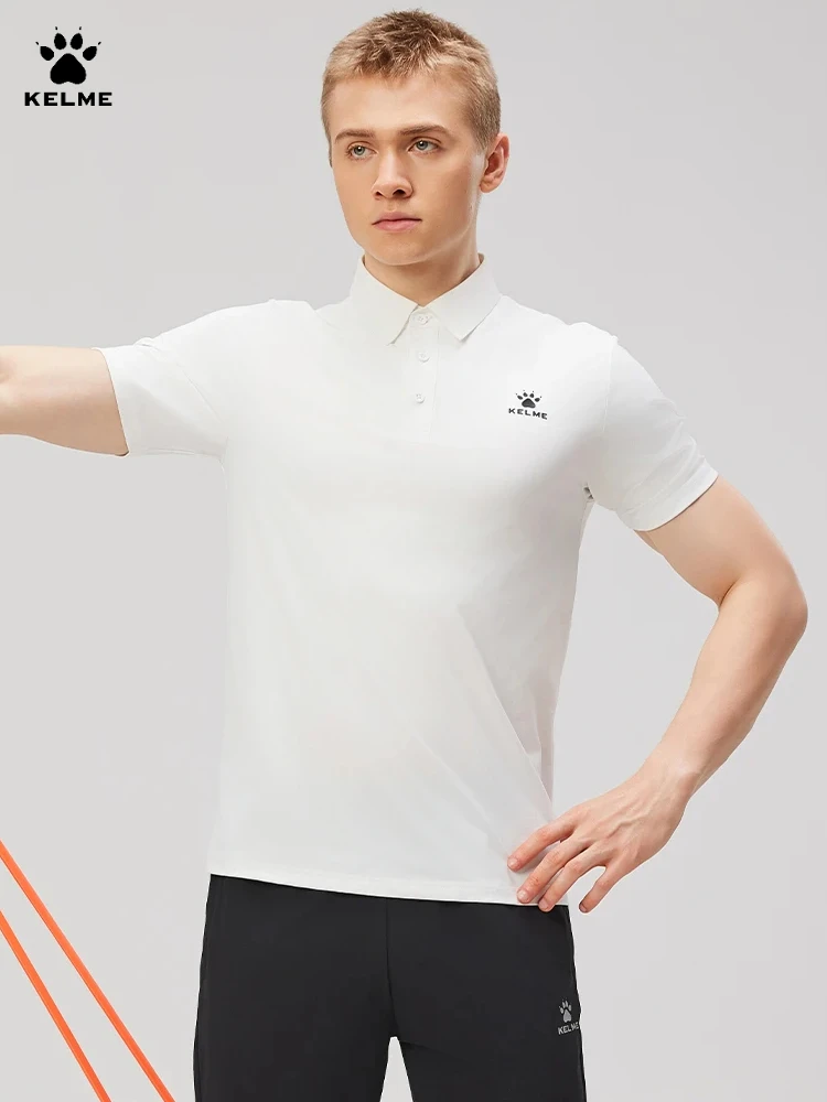 Kelme Men's Soccer Polo Shirt Sports Lapel Short-sleeved Outdoor Running Fitness Quick-drying T-shirt Commuting Casual Tops