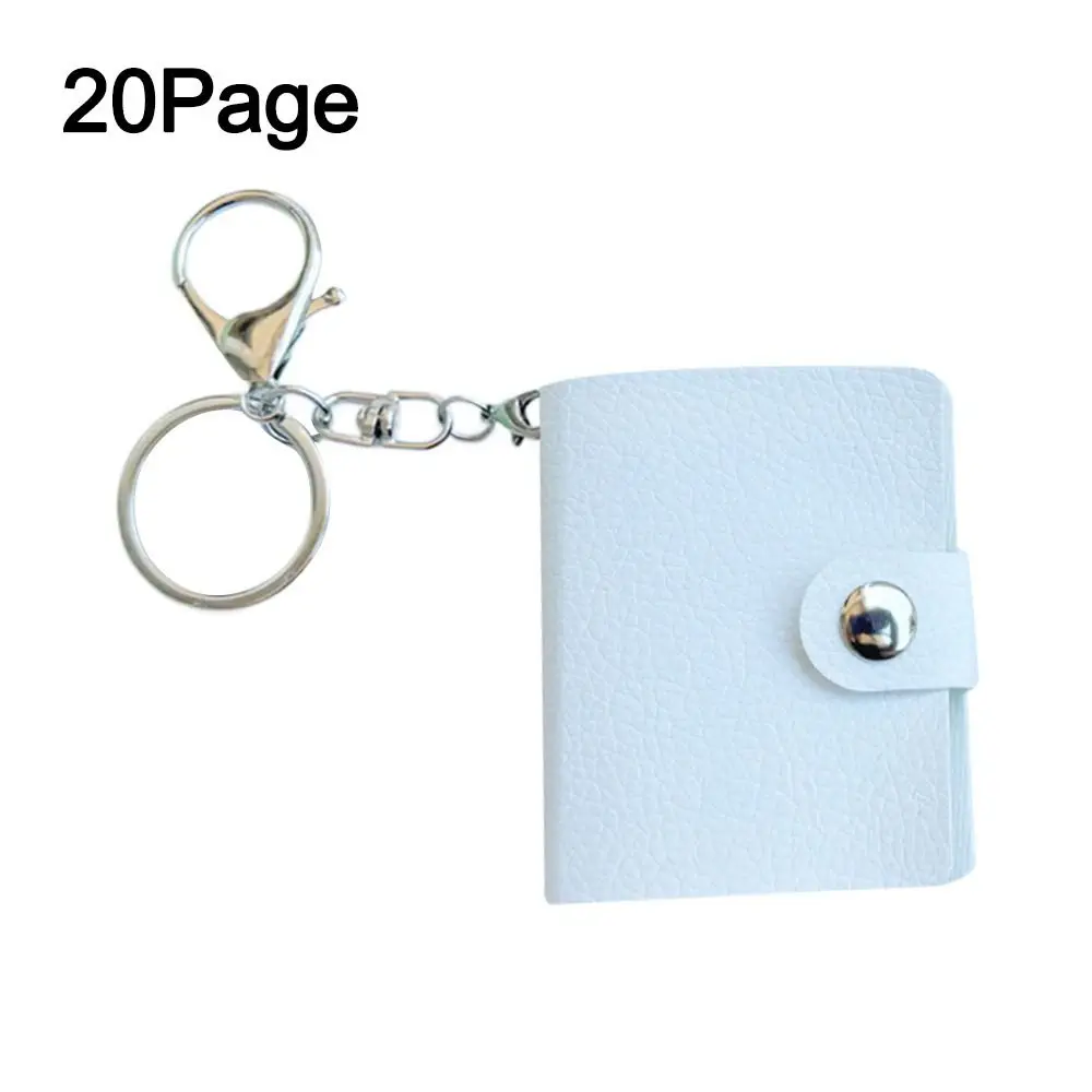 Portable 2 Inch Mini Photo Album 20 Pockets with Keychain Keychain Mini Album Snap Button Design Name Card Book