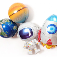 Rocket Ship Astronaut Foil Balloons Earth Moon Balloon Kids Gifts Birthday Party Space Theme Decorations Baby Shower Globos