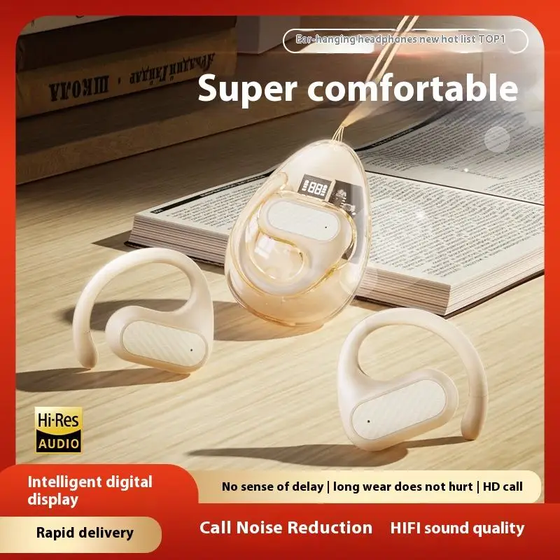 Z68 Pro Transparent OWS Wireless Earphones Headphones Non-Noise Cancelling TWS Smart Digital Display Long Battery Life LED