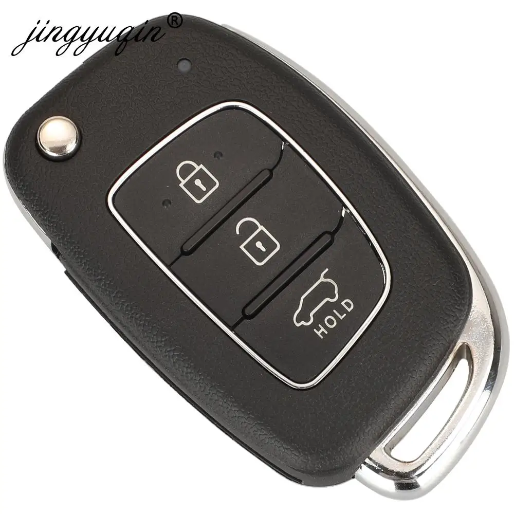 Jingyuqin 5pcs Flip Remote Car Key Shell per Hyundai Santa Fe Creta Elantra Verna Solaris IX25 IX35 IX45 HB20 lama orizzontale