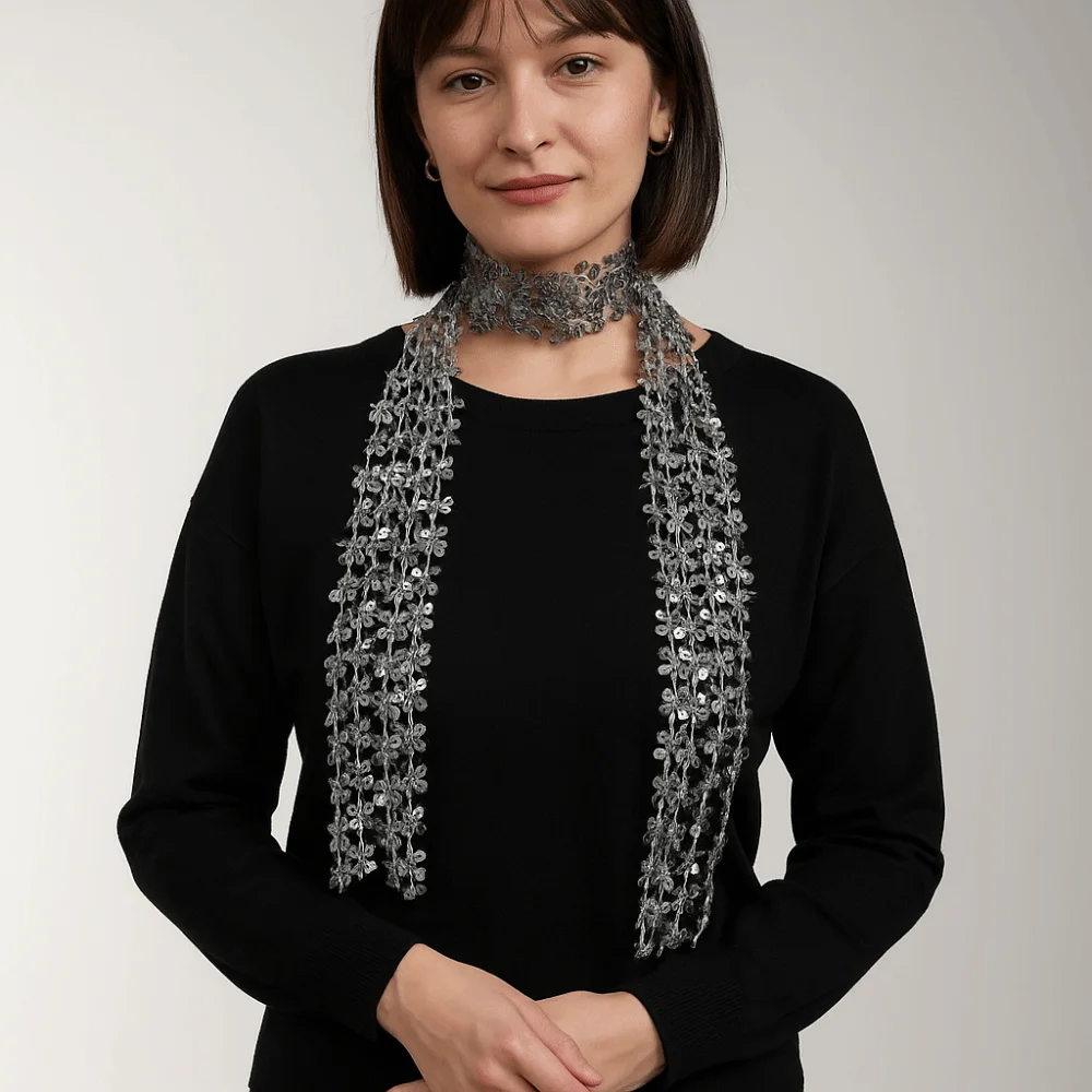 

Shiny Sequins Sequin Scarf Flower Shape Tassel Belly Dancing Scarf Glitter Embellished Multicolor Waist Chain Belly Dancing Belt