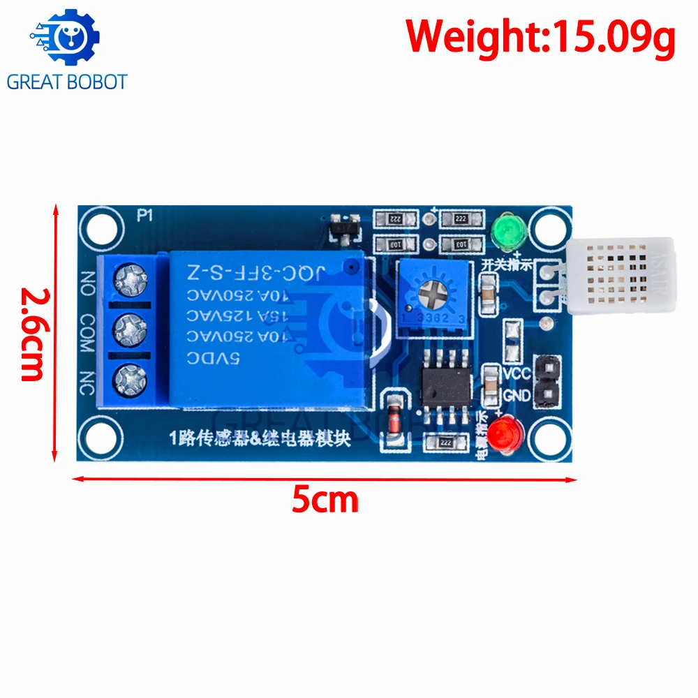 BS 1PCS  HR202 DC 5V  12v 1 Channal 1CH Humidity Sensor Switch Relay Module Control Board Humidity Sensor Module