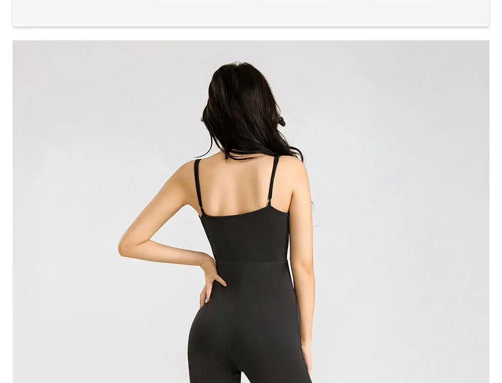 European and American casual hot girl jumpsuit dance slim fit solid color sexy backless suspender jumpsuit micro flared pants