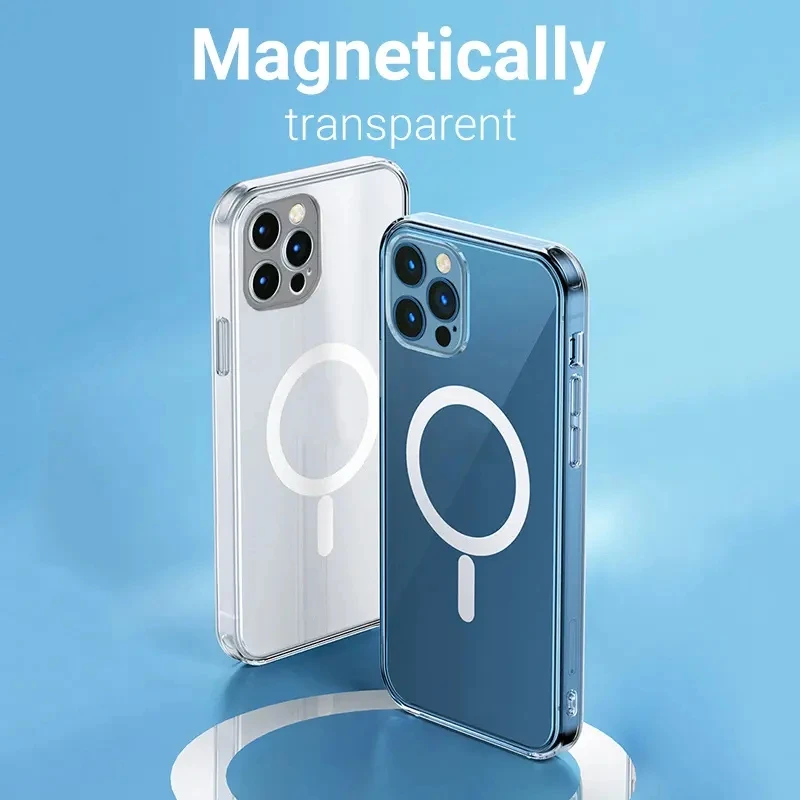 Clear Case For Magsafe For iPhone 15 14 13 12 11 Pro Xs Max XR Plus SE2 Mini 8 Magnetic Wireless Charging Hard Acrylic Cover