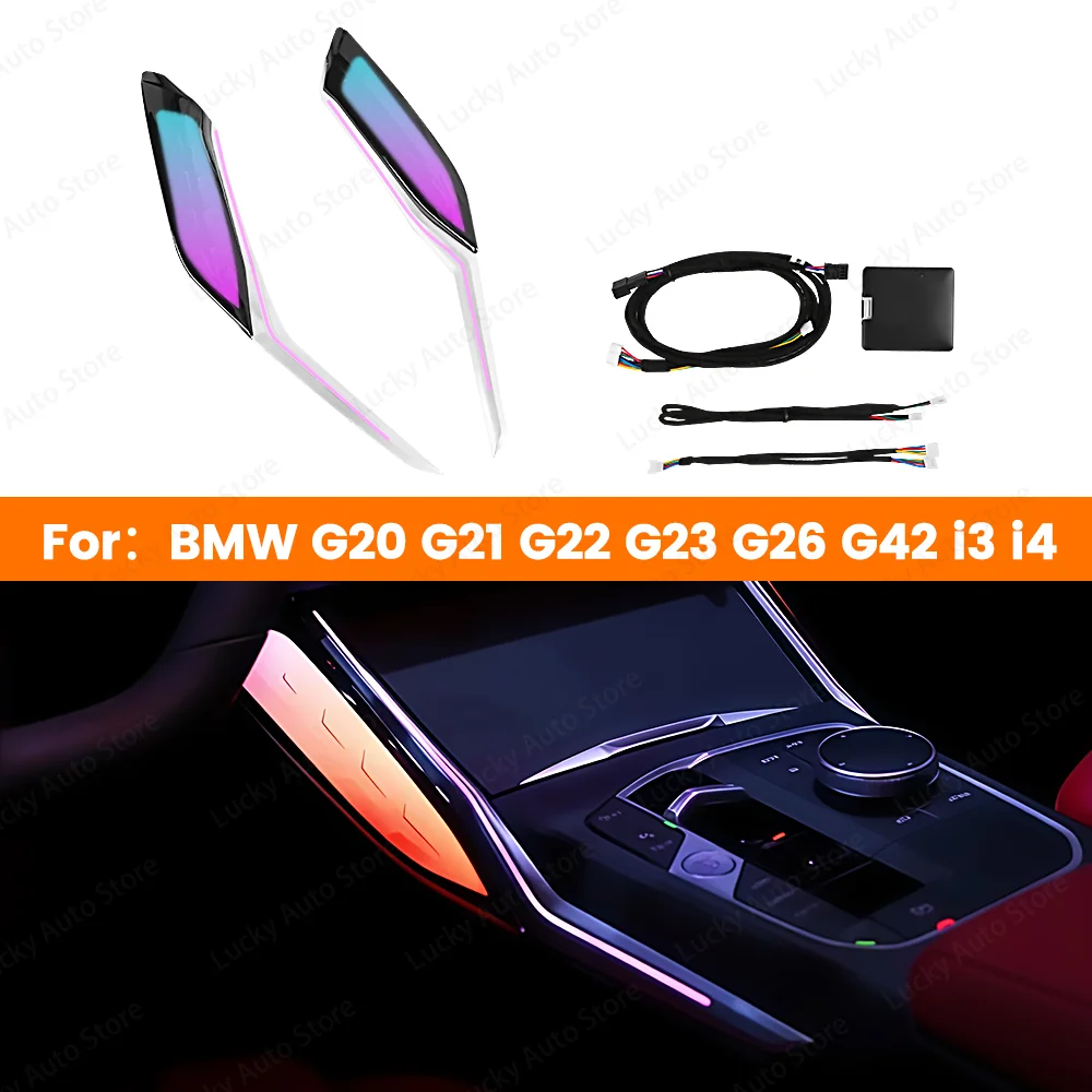 

11 Colors LED Crystal Console Saddle Light Ambient Light Colored Decorative Strip Lights For BMW 3 4 Series G20 G22 M3 M4 Car