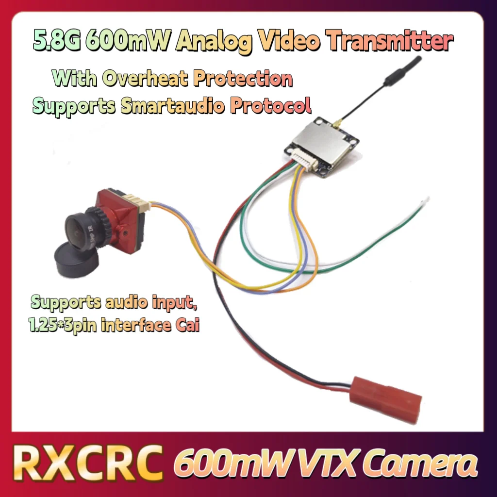RXC 5.8G 600mW Transmissor VTX de potência 1500TVL 2.1mm Câmera, FPV 4.3 polegadas 56CH Monitor de recepção. Para RC Multicopter FPV Drone Parte.