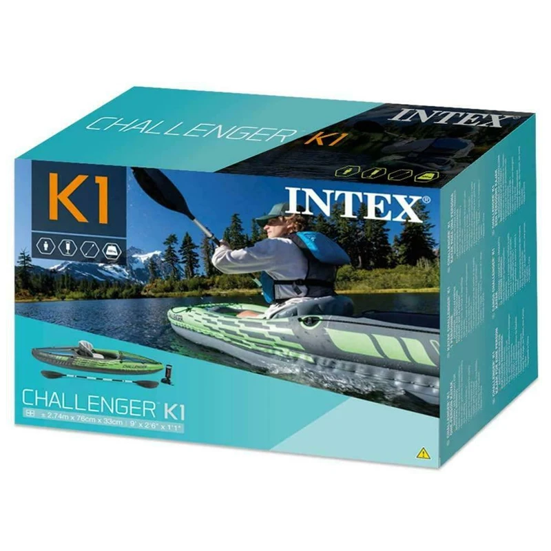 INTEX 68305NP  Challenger K1 Inflatable 1 Person Kayak Canoe With Aluminum Oars Drop Stitch Barca Portable Kayak Pesca