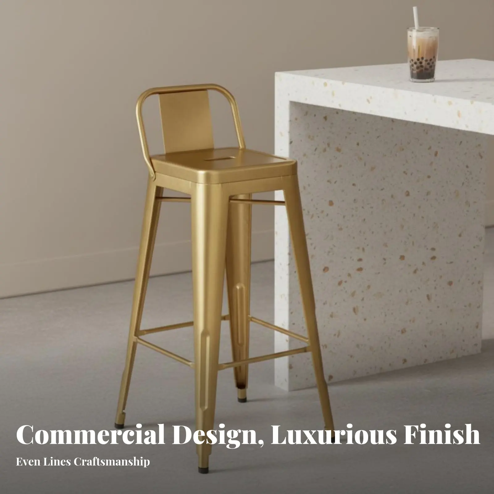 

Низкий барный стул Lowrear: функциональный и стильный, с мягкой обивкой, легкий люкс, противоскользящие накладки на ножки для владельцев баров