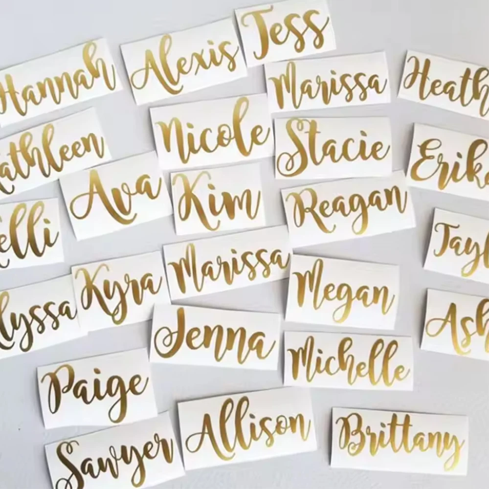10pcs Personalized Vinyl Stickers Name Tags Multipack Guest List Seating Cards Sticker Bride Birthday Vinyl Decal Wedding Favors