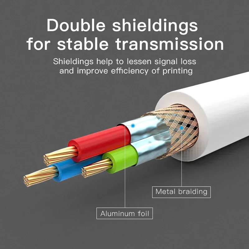 Kabel do drukarki CHOSEAL USB2.0 typ męski do B dla drukarki HP Canon Epson