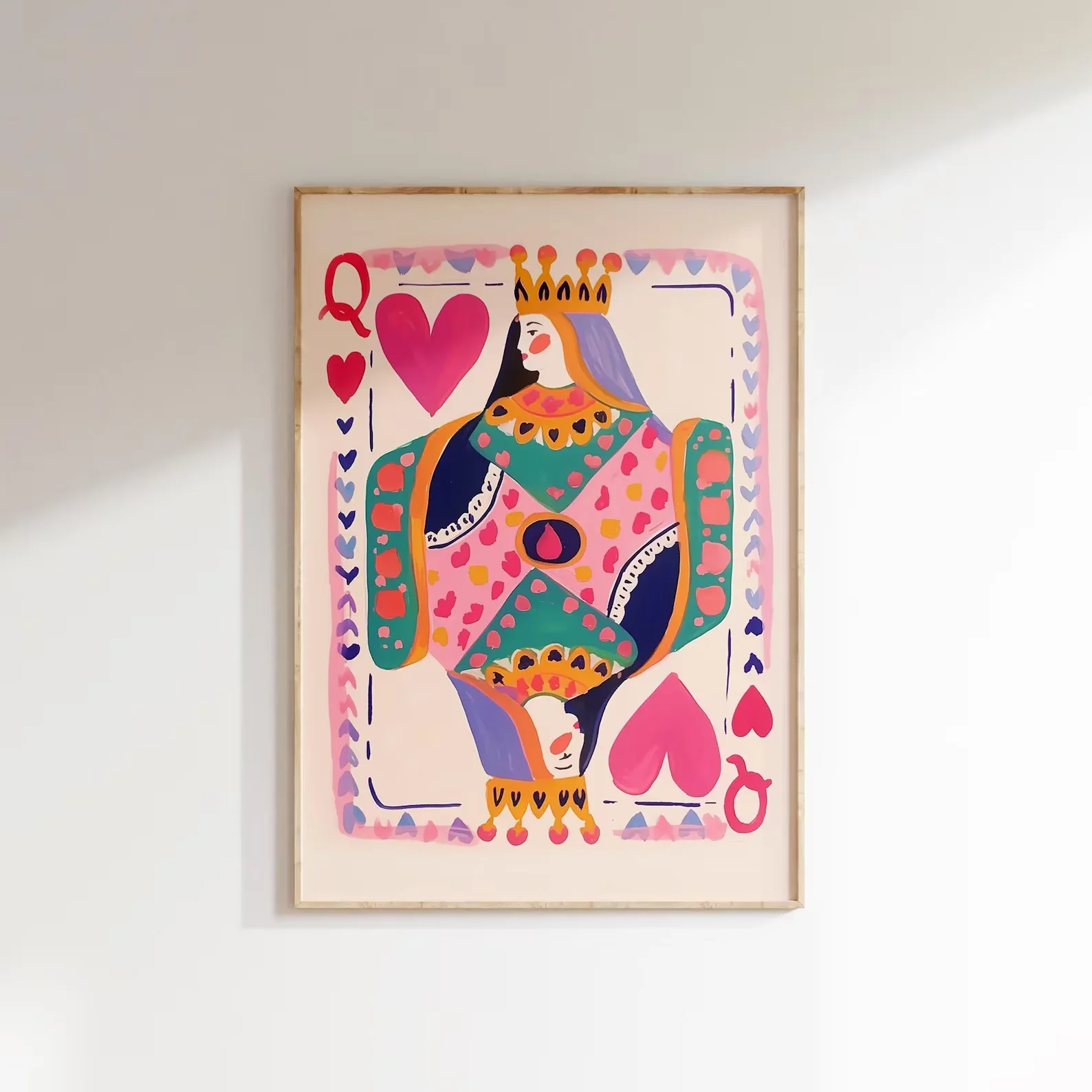 Bunte Red Queen Pokerkarten-Wanddekoration, Kunstposter, Raumgalerie, Wanddekoration, Heimdekoration, Gemälde, rahmenlos