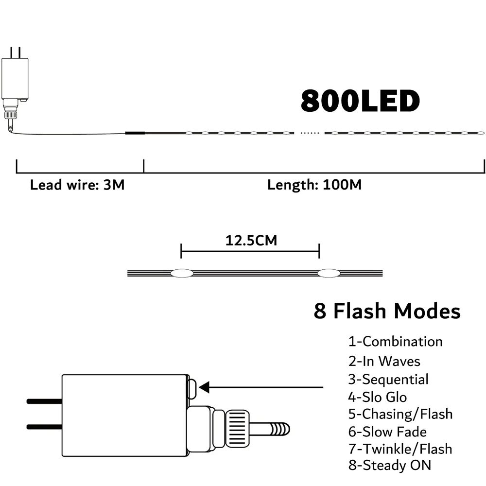 Guirxiété lumineuse LED en PVC, lumières dégradées, extérieur, étanche pour Noël, fête à la maison, mariage, décoration de jardin, 100m