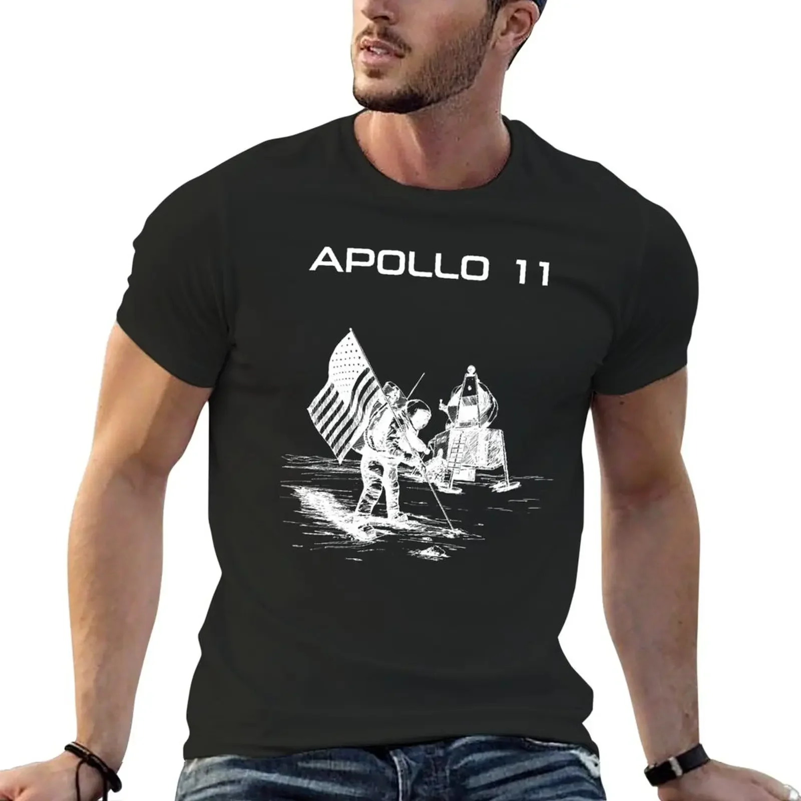 

Apollo 11 - White ink T-Shirt oversized aesthetic clothes sports fans mens funny t shirts