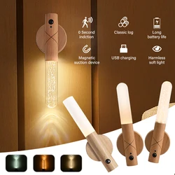 LED USB Night Light Magnetic Wall Lamp Intelligent Light Sensor Control Night Light Closet Light Home Bedroom Table Move Lamp