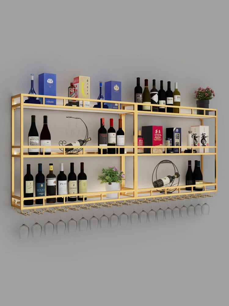 Bar counter iron art industrial style wine rack wall hanging ornaments, home internet famous small wine cabinet on the wall