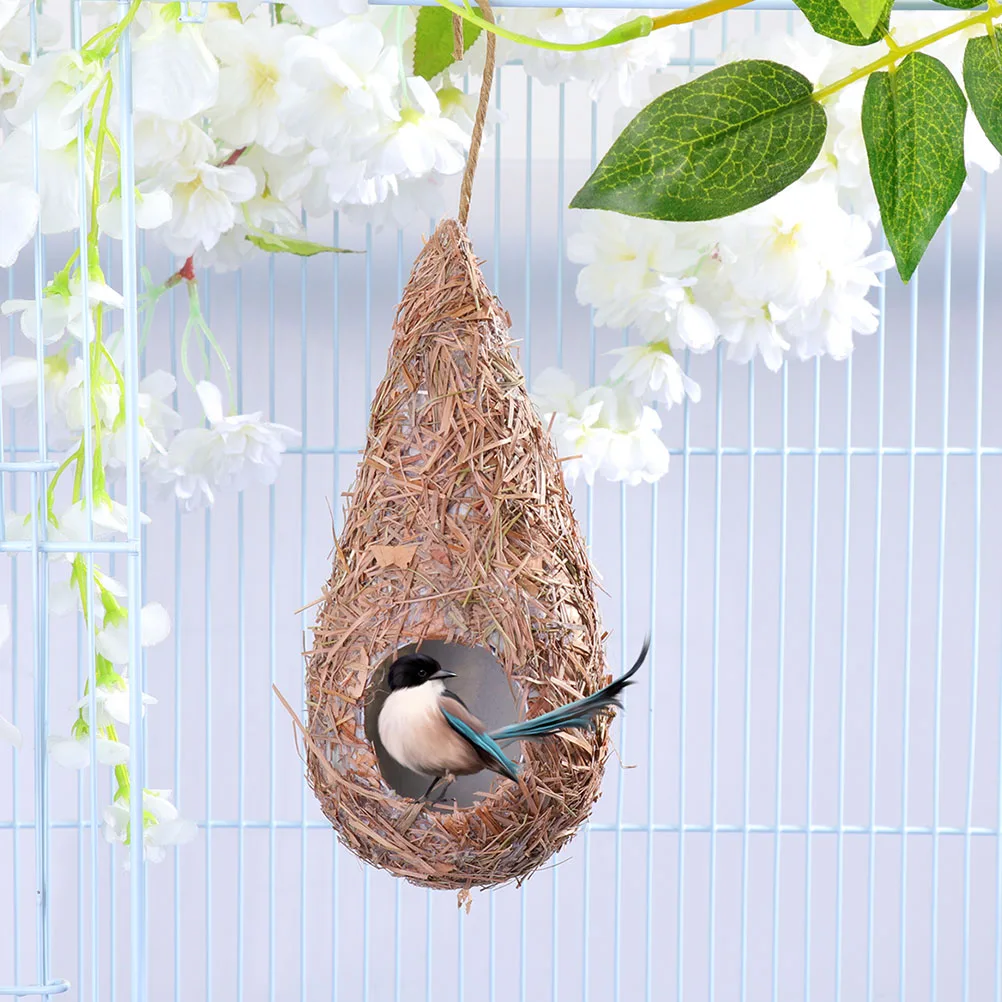 

Hanging Bird Nest Grass Woven Simulated Straw Breeding Strong Breathable Simple Elegant Rustic Shelter Safe