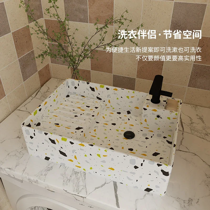 Ceramic washboard sink, household balcony edge