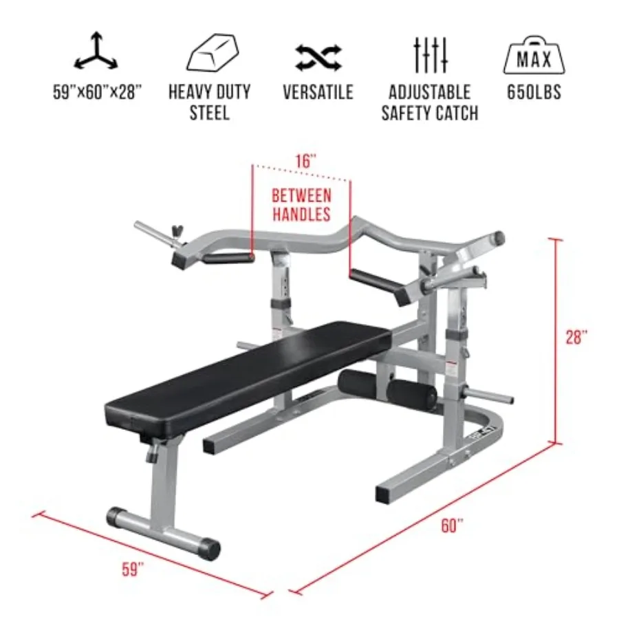 Home gym chest press bench with adjustable multi-grip arms steel frame black finish independent converging motion for targeted