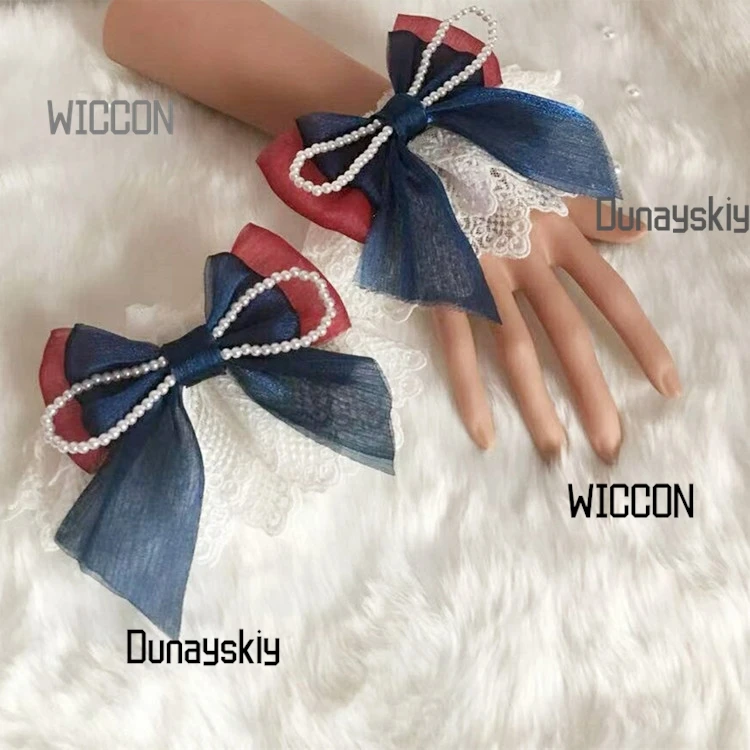 سنو وايت لوليتا بونيه الحلو شبكة قبعة مسطحة مع انفصال القوس كم الأصفاد خرافة الأميرة خوذة تأثيري/هالوين